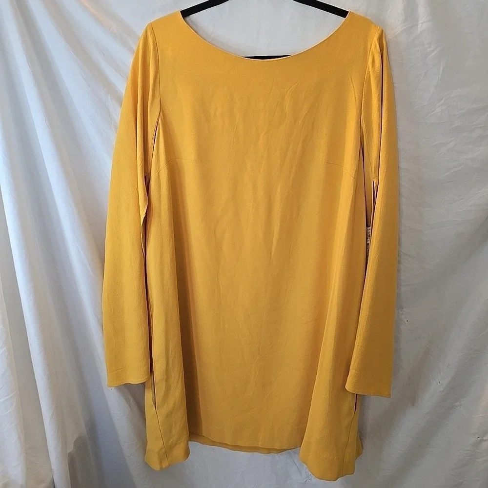 Free People Some Like It Hot Dress In Sun‎ Yellow SIZE L Flowy Slit Sleeves NWT